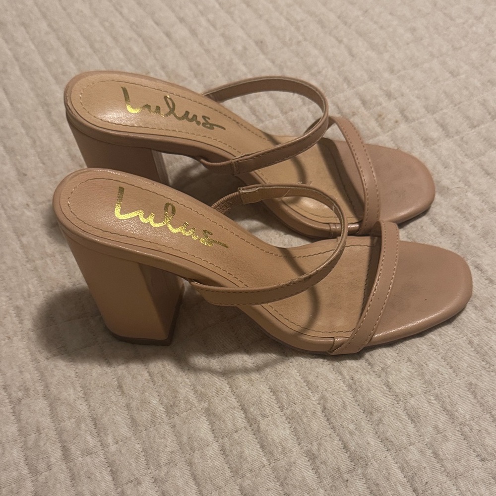 Lulu's Nude Block Heel Sandals